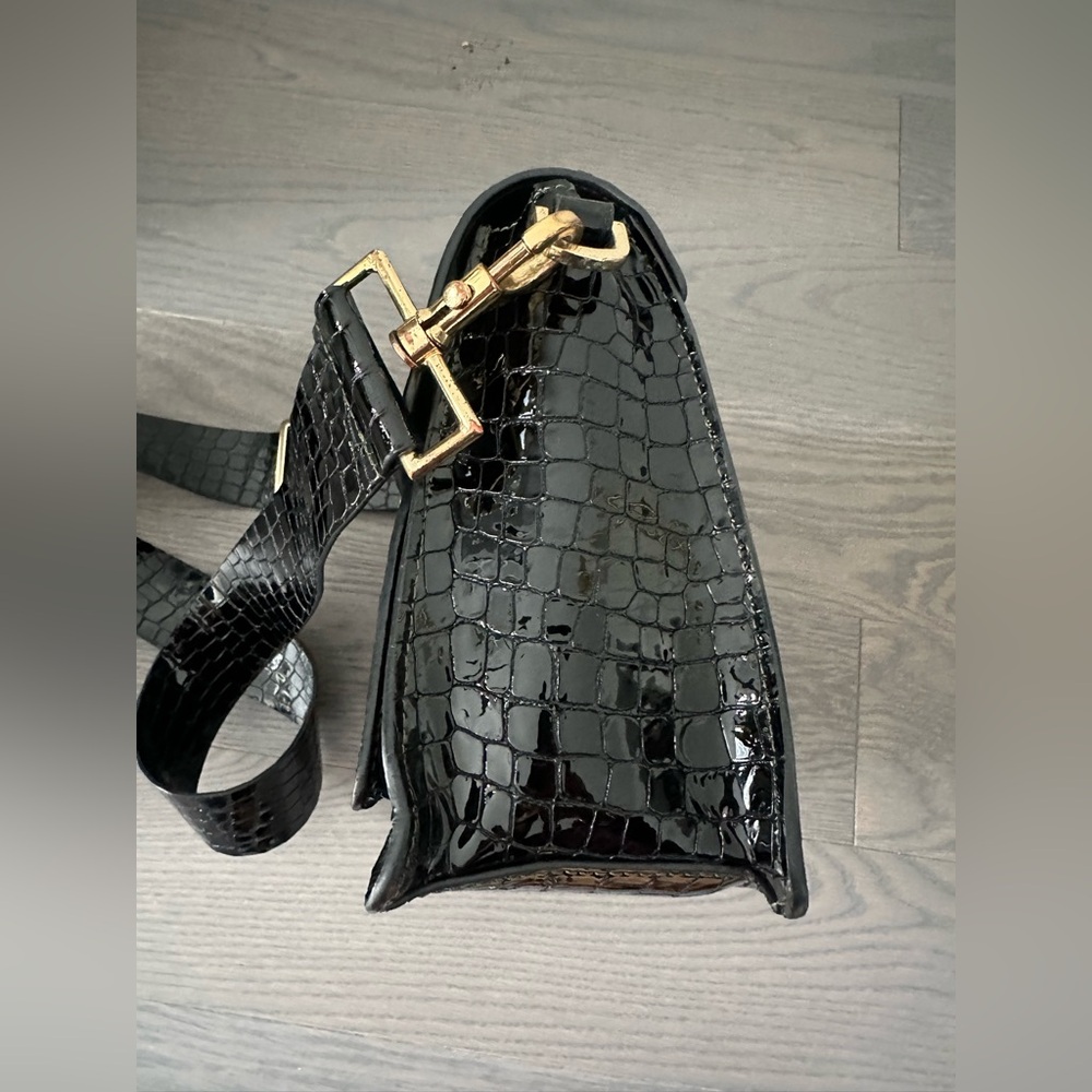 Anine Bing Felix Black Croc Leather Bag